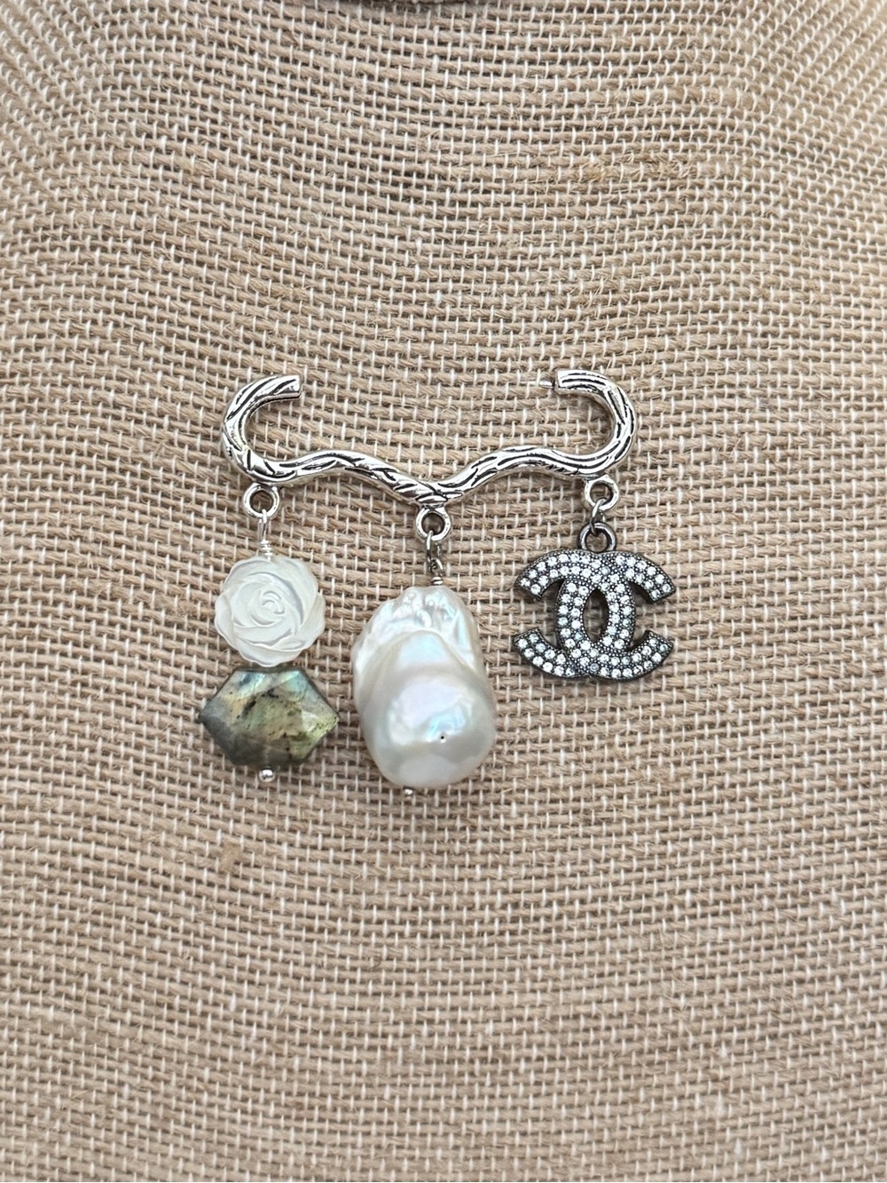 NEW Brooches w Chan Luu Upcycled Beads/Pendants on Sterling-plated Pins ~ Boho!🌺